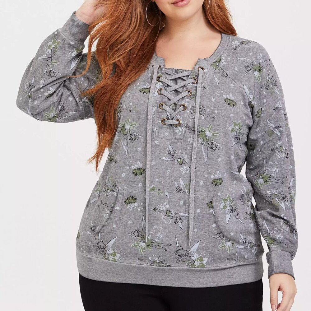 Torrid Disney Tinkerbell Lace-Up Sweatshirt